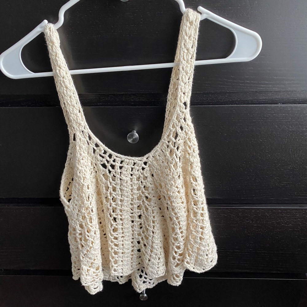 Crocheted cream tank